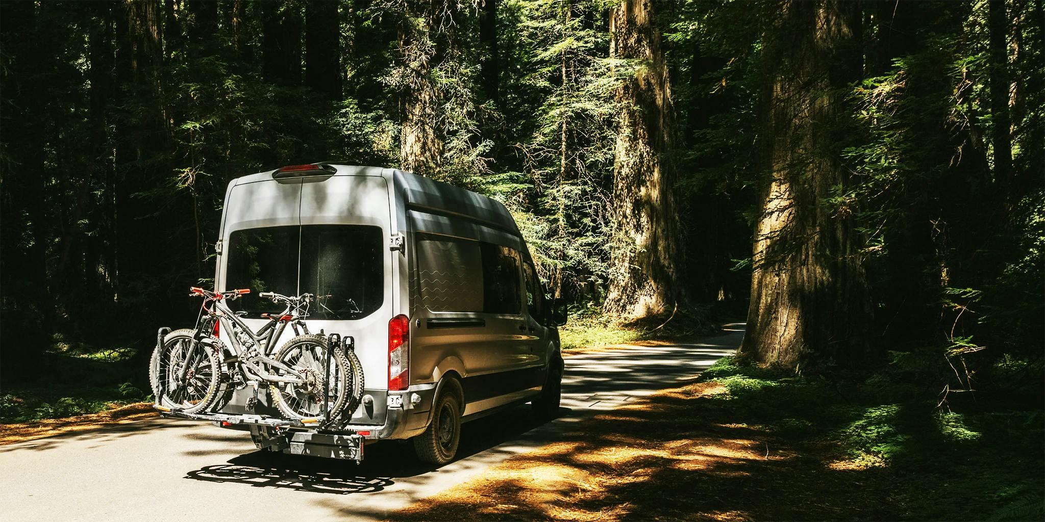 Kuat Piston Pro loaded with bikes on the back of an RV 