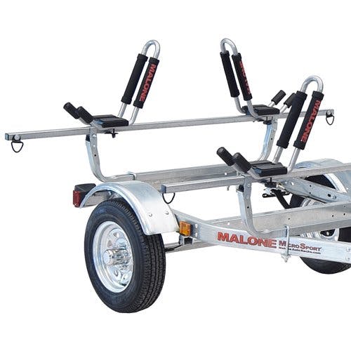 Malone MicroSport 2 Kayak Trailer, Spare Tire, 2 FoldAway-J Kayak Carriers 3