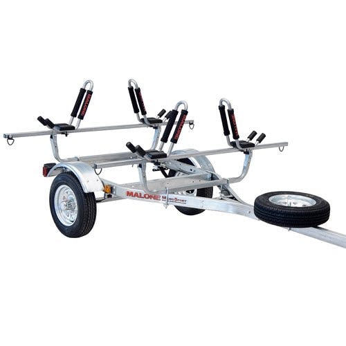 Malone MicroSport 2 Kayak Trailer, Spare Tire, 2 FoldAway-J Kayak Carriers 4